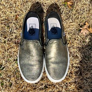 Vans Asher Metallic Gold Classic Slip On Sneakers